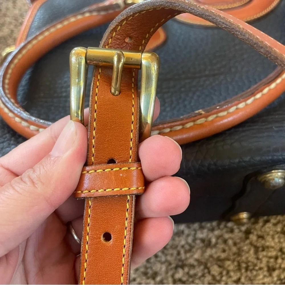 Dooney & Bourke Navy and Brown Leather Shoulder Bag